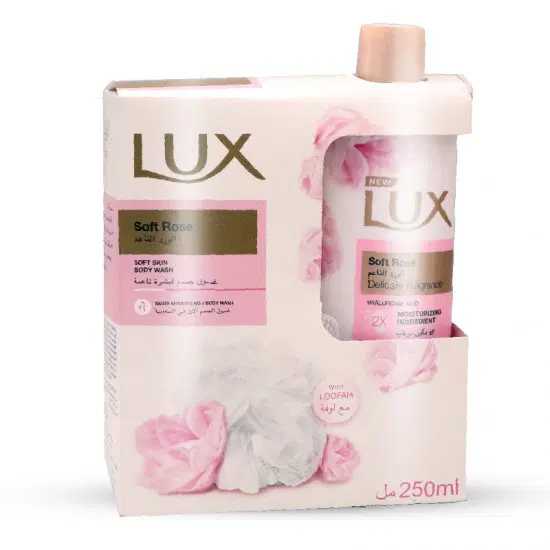 LUX BODY WASH SOFT ROSE WITH LOOFAH