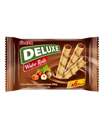 ULKER DELUXE WAFER ROLLS WITH HAZELNUT