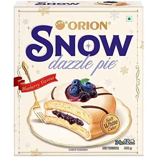 Orion Snow Dazzle pie Blueberry Flavour Soft White Cake (Single Pack)