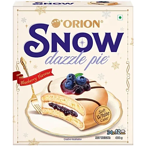 Orion Snow Dazzle pie Blueberry Flavour Soft White Cake (Single Pack)