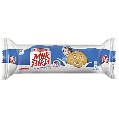 Britannia Milk Bikis Milky Sandwich Biscuits, 56g