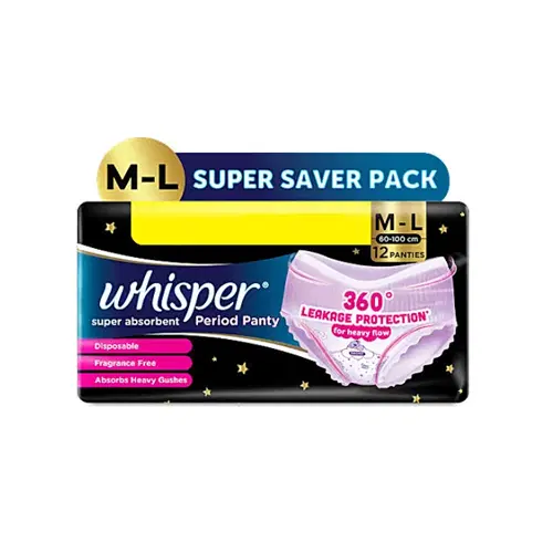 Whisper Super Absorbent Period Panty (M-L) 12Panties