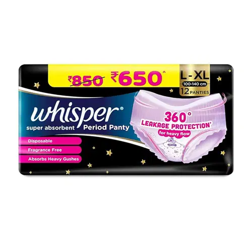 Whisper Super Absorbent Period Panty L-XL (100-140cm) 12 Panties