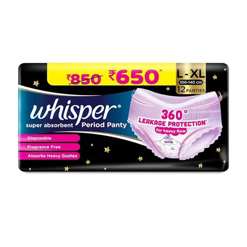 Whisper Super Absorbent Period Panty L-XL (100-140cm) 12 Panties
