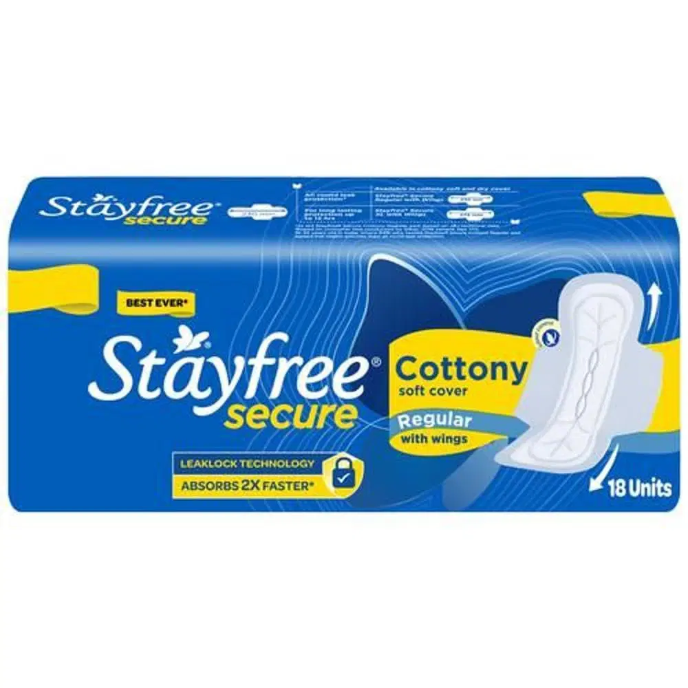 Stayfree Secure Cottony Regular Sanitary Pads - 18 Count