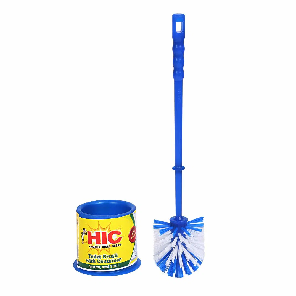HIC Plastic Toilet Brush with Round Container, Standard, Multicolour YI 421