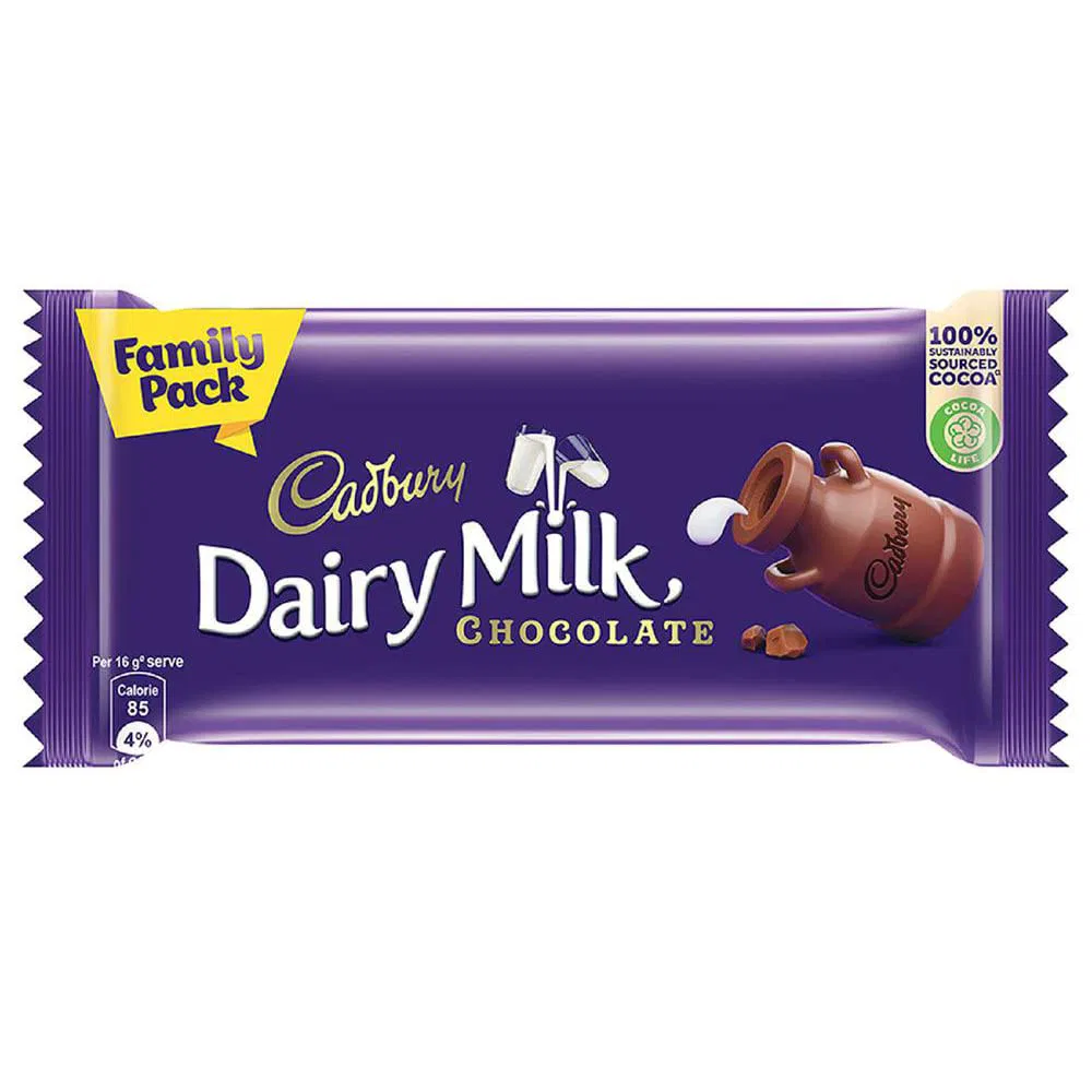 Cadbury Dairy Milk Chocolate Bar Family Pack, 105 grams