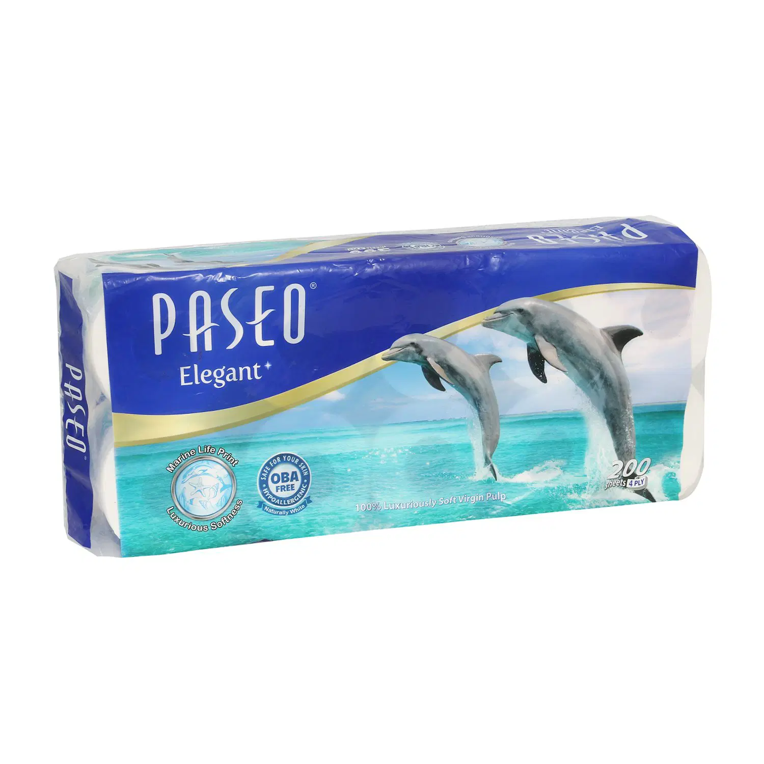 Paseo Elegant Marine Life Print Toilet Roll 200 Sheets 4 Ply (10 Rolls in one pack) (IMPORTED)
