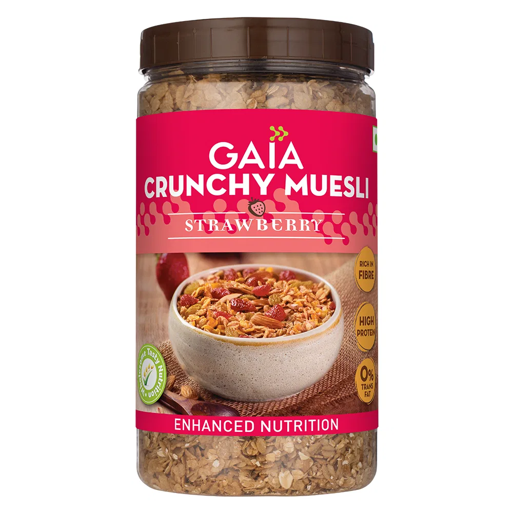 Gaia Crunchy Muesli- Strawberry. Power- 1kg