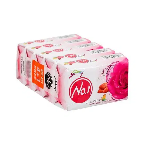 Godrej No.1 Rosewater Soap - Pack of 4+1