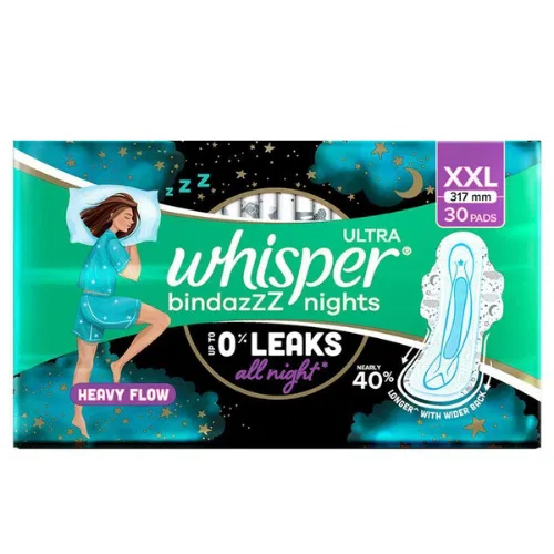 Whisper Bindazzz Nights Sanitary Napkin with Wings XXL 30 pads