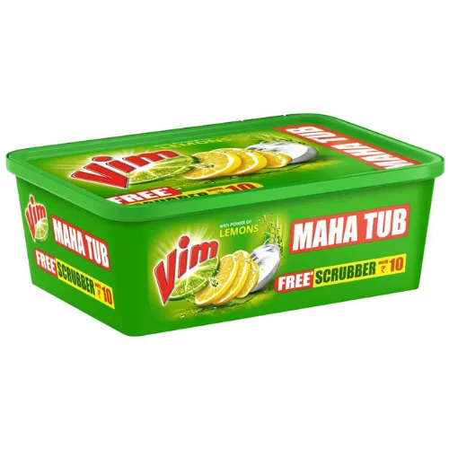 Vim Dishwash Bar Lemon Maha Tub -500gm (FREE SCRUBBER WORTH ₹ 10)