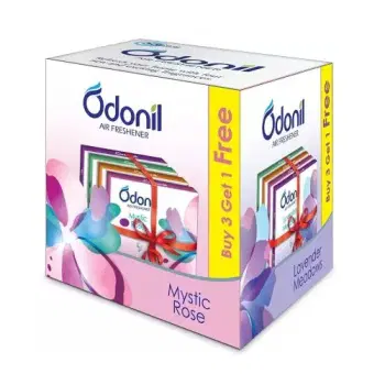 Odonil Air Fresheners Blocks (Pack of 4 Fragrances) Mystic Rose/Lavender Meadows/Jasmine Mist/Orchid Dew