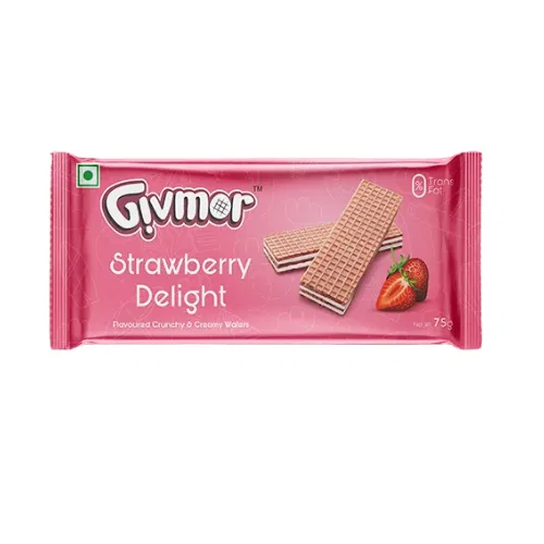 Givmor Strawberry Delight Flavoured Crunchy & Creamy Wafers