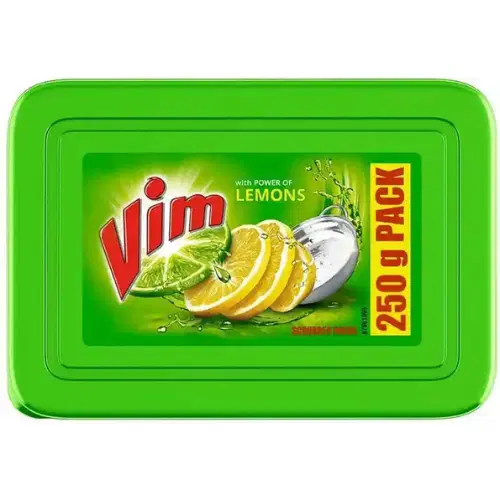 Vim Dishwash Bar Lemon Tub -250gm (FREE SCRUBBER WORTH ₹ 7)