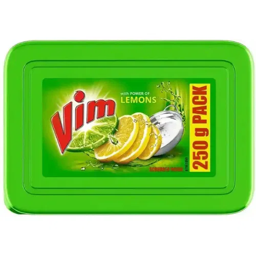 Vim Dishwash Bar Lemon Tub -250gm (FREE SCRUBBER WORTH ₹ 7)