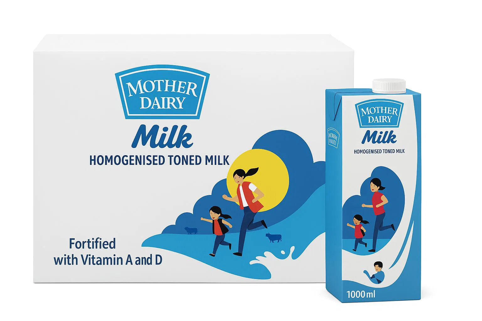 Mother Dairy Uht Milk Carton,Liquid, Crate  (1Lx12U)