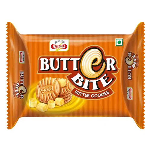 Priyagold Butter Bite Butter Cookies 200gm  (Free Puff 70gm Worth @10)