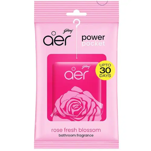 Godrej aer Power Pocket Bathroom Freshener – Rose Fresh Blossom 10g