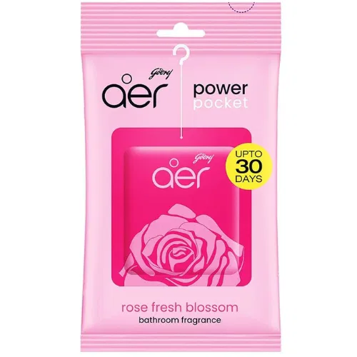 Godrej aer Power Pocket Bathroom Freshener – Rose Fresh Blossom 10g