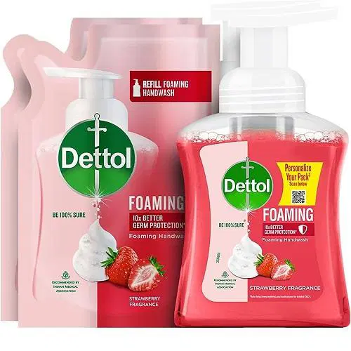 Dettol Foaming Handwash Pump, Strawberry (Free 200ml Refill)