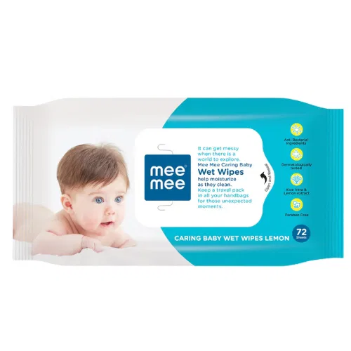 Mee Mee Baby Gentle Wet Wipes with Aloe Vera extracts, 72 counts