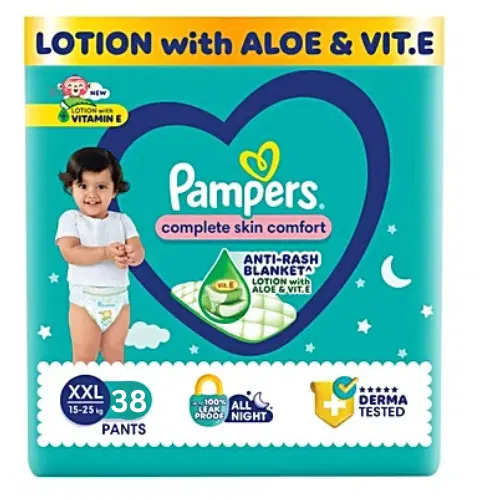 Pampers Complete Skin Comfort Pants, Anti-Rash Blanket, Extra Extra Large Size (XXL) 38 Count, 12-25Kg