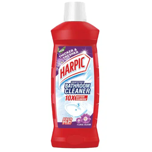 Harpic Disinfectant Bathroom Cleaner | Floral Boom | 10X Better Cleaning** | Thicker & Fresher | Kills 99.9% Germs* | 500ml