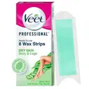 Veet Professional Waxing Strips Kit for Dry Skin, 8 Strips | Gel Wax Hair Removal for Women | Up to 28 Days of Smoothness | No Wax Heater or Wax Beans Required – image 1