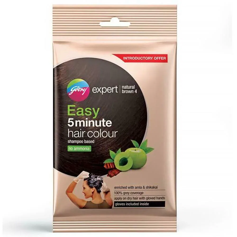 Godrej Easy 5 Minute Shampoo Based Hair Colour, Natural Brown (4) 20 ml