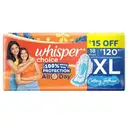 Whisper Choice Sanitary Pads with Wings for Women, XL, 18 Napkins – image 1
