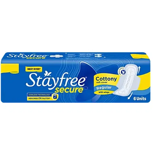 STAYFREE Sanitary Pads - Secure Cottony, 6 pcs