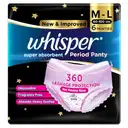Whisper Super Absorbent Period Panty, 6 M-L Pants, 360 Degree Leakage – image 1