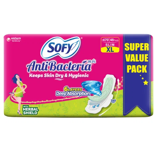 Sofy Anti Bacteria XL Sanitary Pads, Pack of 48