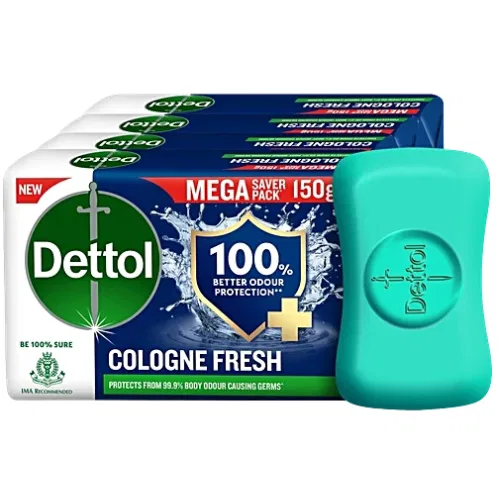 Dettol Cologne Fresh Bathing Soap Bar With 12 Hr Freshness, 600 g (4x150 g)