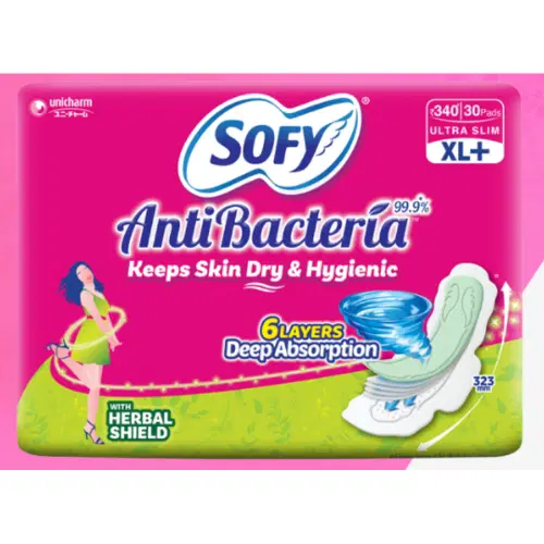 Sofy Anti Bacteria XL+ Sanitary Pads, Pack of 30