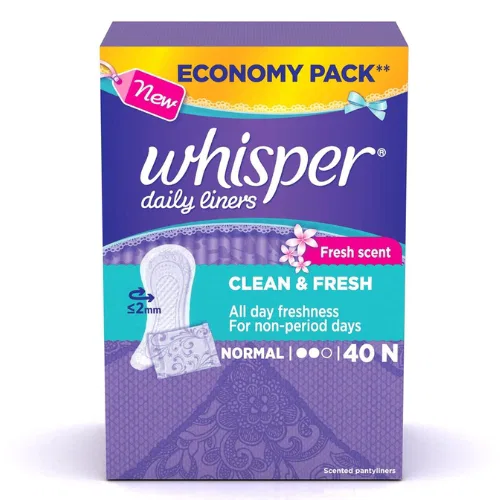 Whisper Clean and Fresh Daily Liners (Normal), 40 Sanitary pads for women