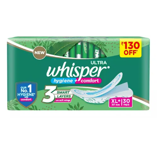 Whisper Ultra Hygiene + Comfort Sanitary Pads XL+ -30 Pads