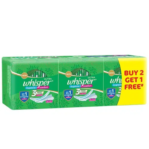 Whisper Ultra Hygiene + Comfort Sanitary Pads XL+ -45 Pads