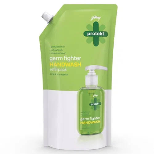 Godrej Protekt Germ Fighter Handwash Refill Pack | Lime & Eucalyptus | Germ Protection & Soft on Hands - 725ml