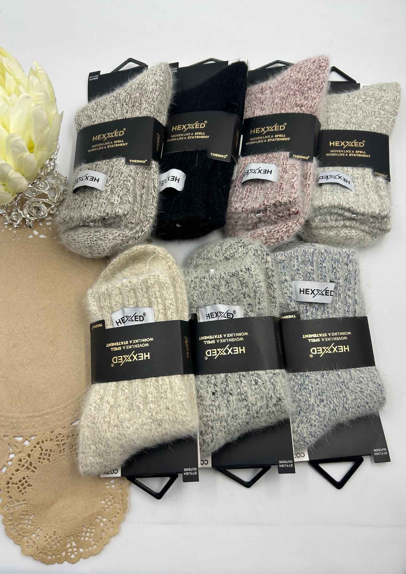 Hexxed Mink Wool, Winter Socks, E8-2