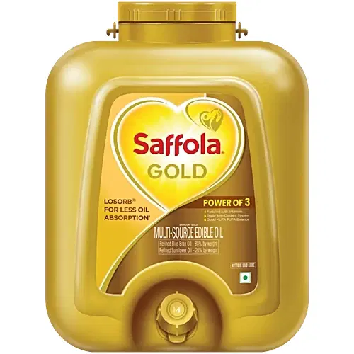 Saffola Gold Refined Cooking oil | Blended Rice Bran & Sunflower oil -15ltr
