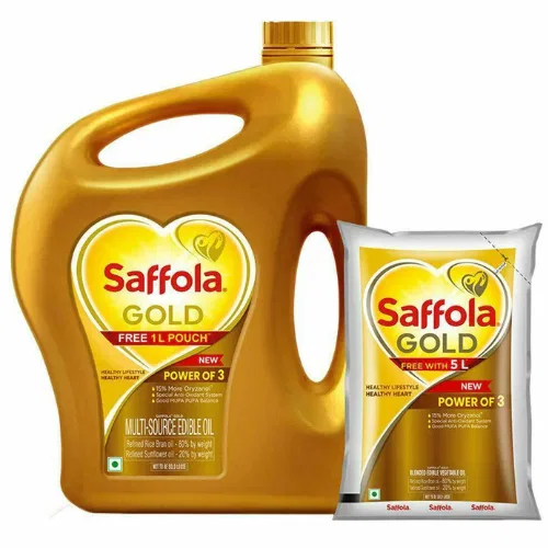 Saffola Gold Multisource Blended Refined Edible Oil 5 L (Can) + 1 L Free (Pouch)