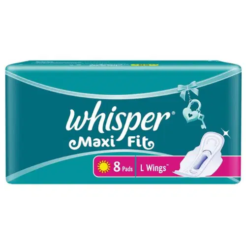 Whisper Maxi Fit Sanitary Pads Large+ Wings - 8Pcs