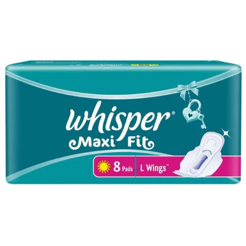 Whisper Maxi Fit Sanitary Pads Large+ Wings - 8Pcs