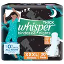 Whisper Bindazzz Nights XXXL Sanitary Pads 20 Pads – image 1