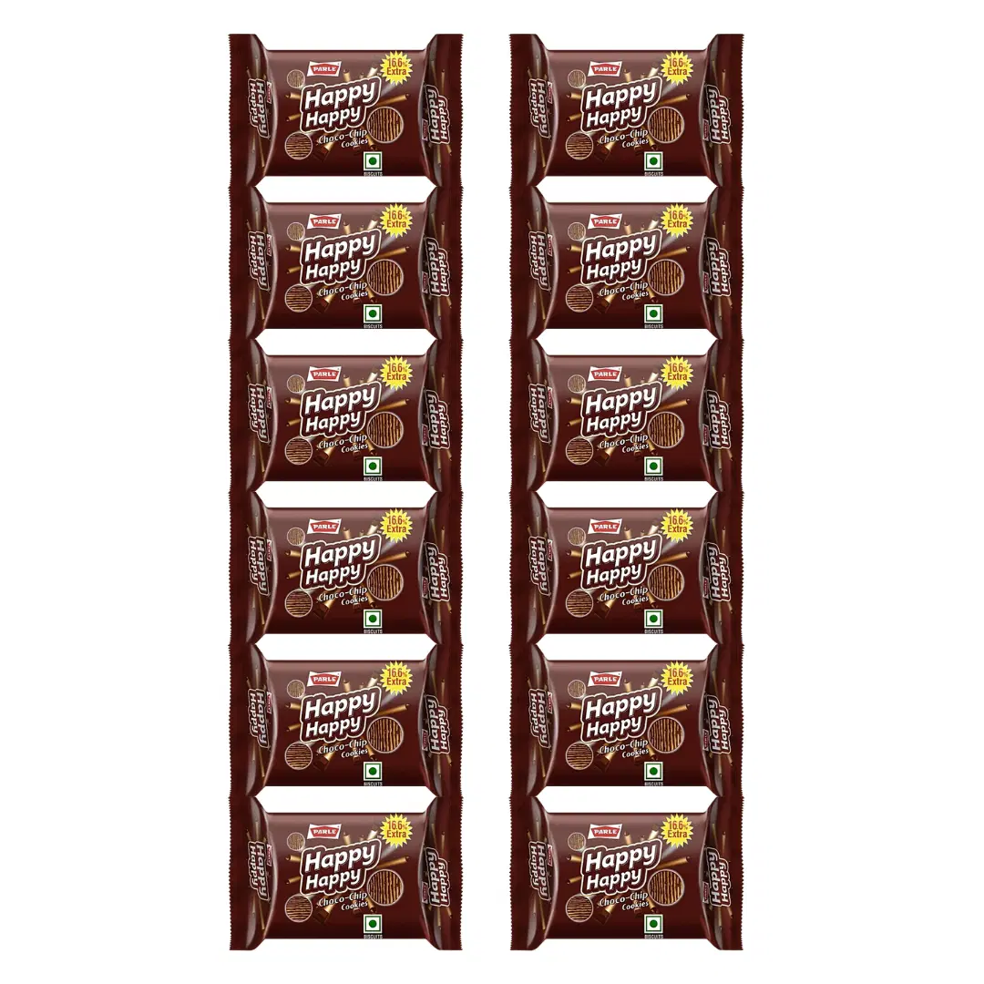 Parle Happy Happy Choco-Chip Cookies -31.5gm -Pack Of 12 Pcs