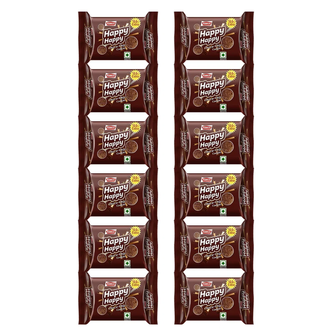 Parle Happy Happy Choco-Chip Cookies -31.5gm -Pack Of 12 Pcs