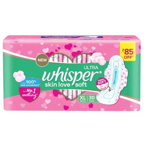 Whisper Ultra Soft Sanitary Pads for Women, XL, 30 Napkins