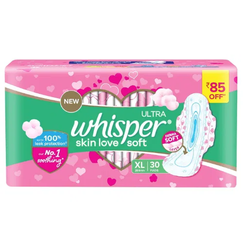 Whisper Ultra Soft Sanitary Pads for Women, XL, 30 Napkins